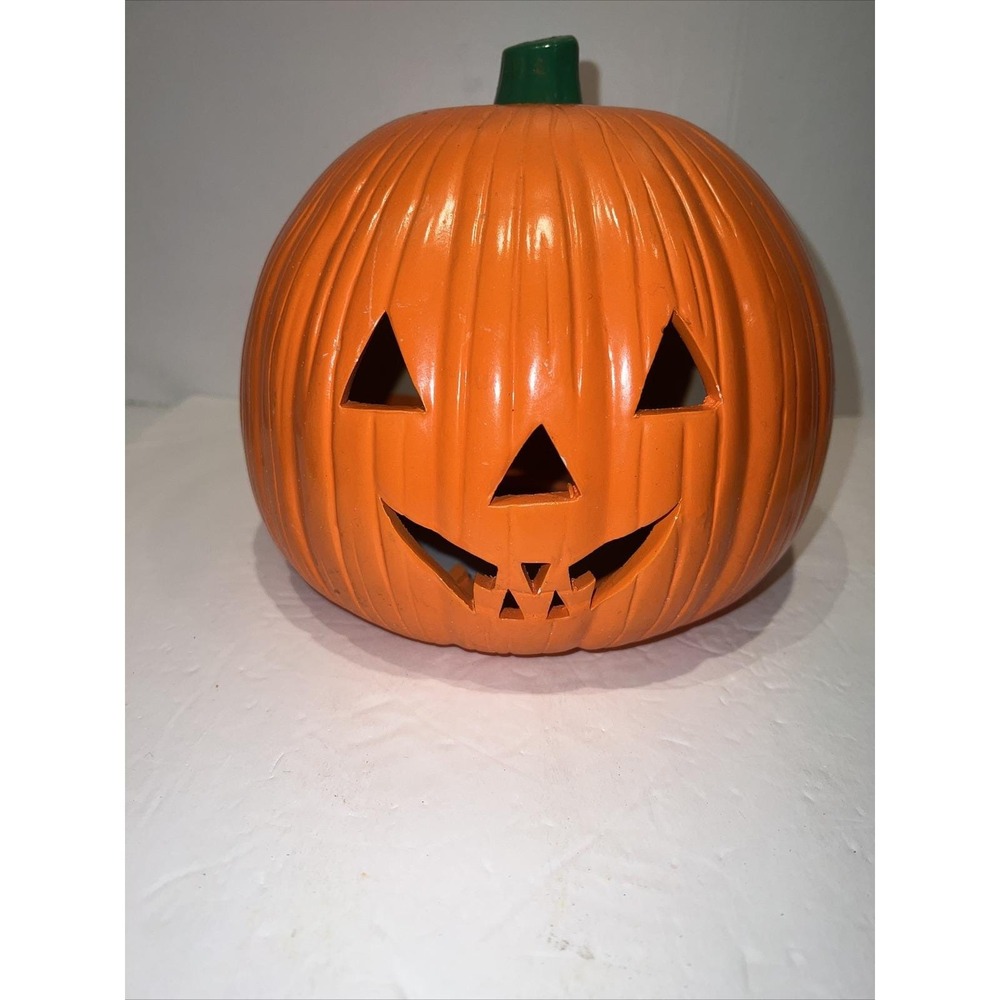 VTG Halloween Ceramic Pumpkin Jack O'Lantern Candle Holder 80s Decorations
